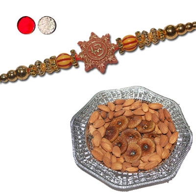 "Rakhi - FR- 8100 A (Single Rakhi), Dryfruit Thali - RD900 - Click here to View more details about this Product